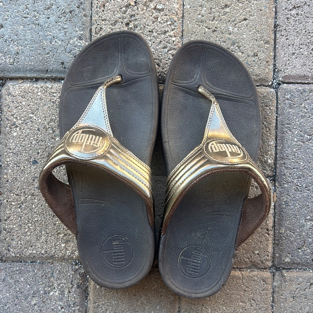 Fitflop Metallic Gold and Brown Sandals